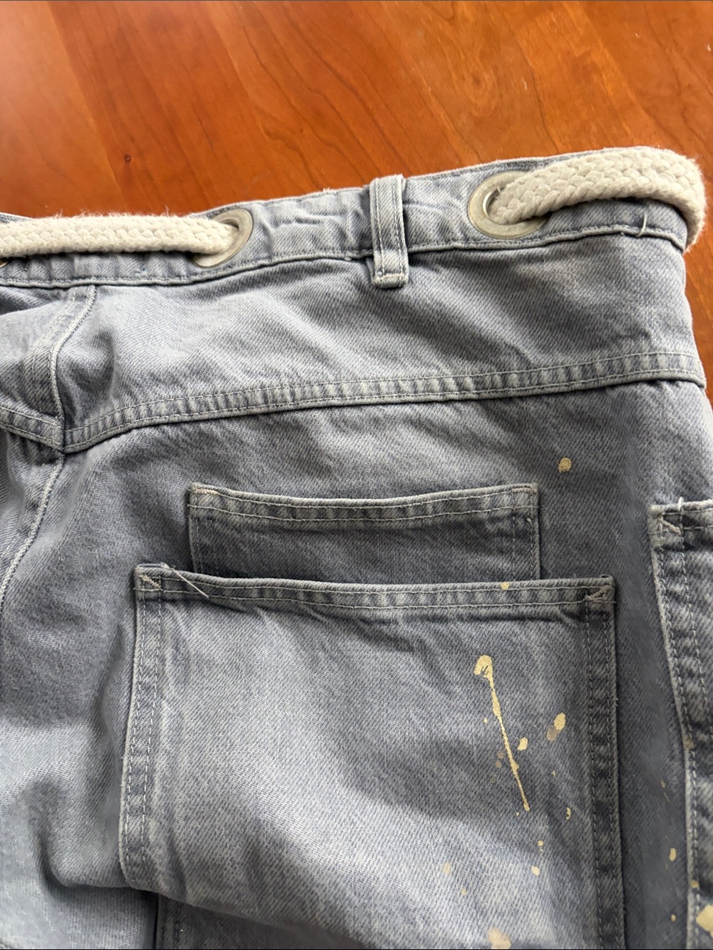 Free People Relaxed Gray Canvas Pants with Rope Drawstring - Picture 4 of 5